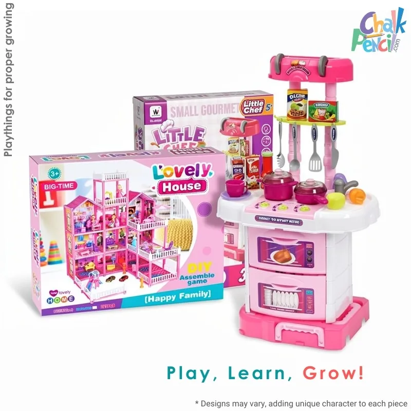 Lovely Doll House and Kitchen Playset Combo - Image 1