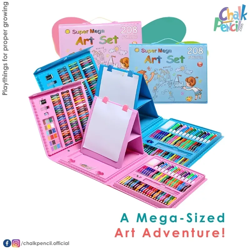 Super Mega Art Set 208 Pcs for Kids Creative Drawing and Painting