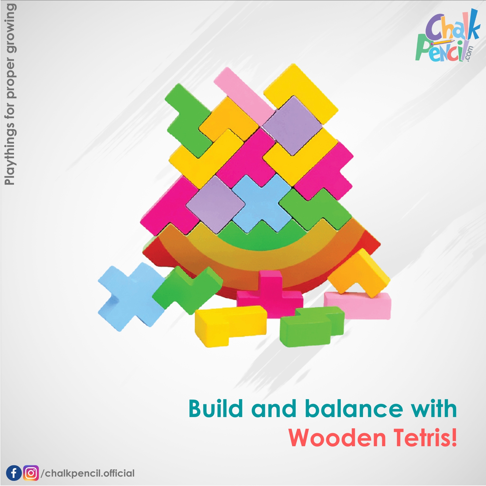 Tetris Wooden Rocking and Stacking Height