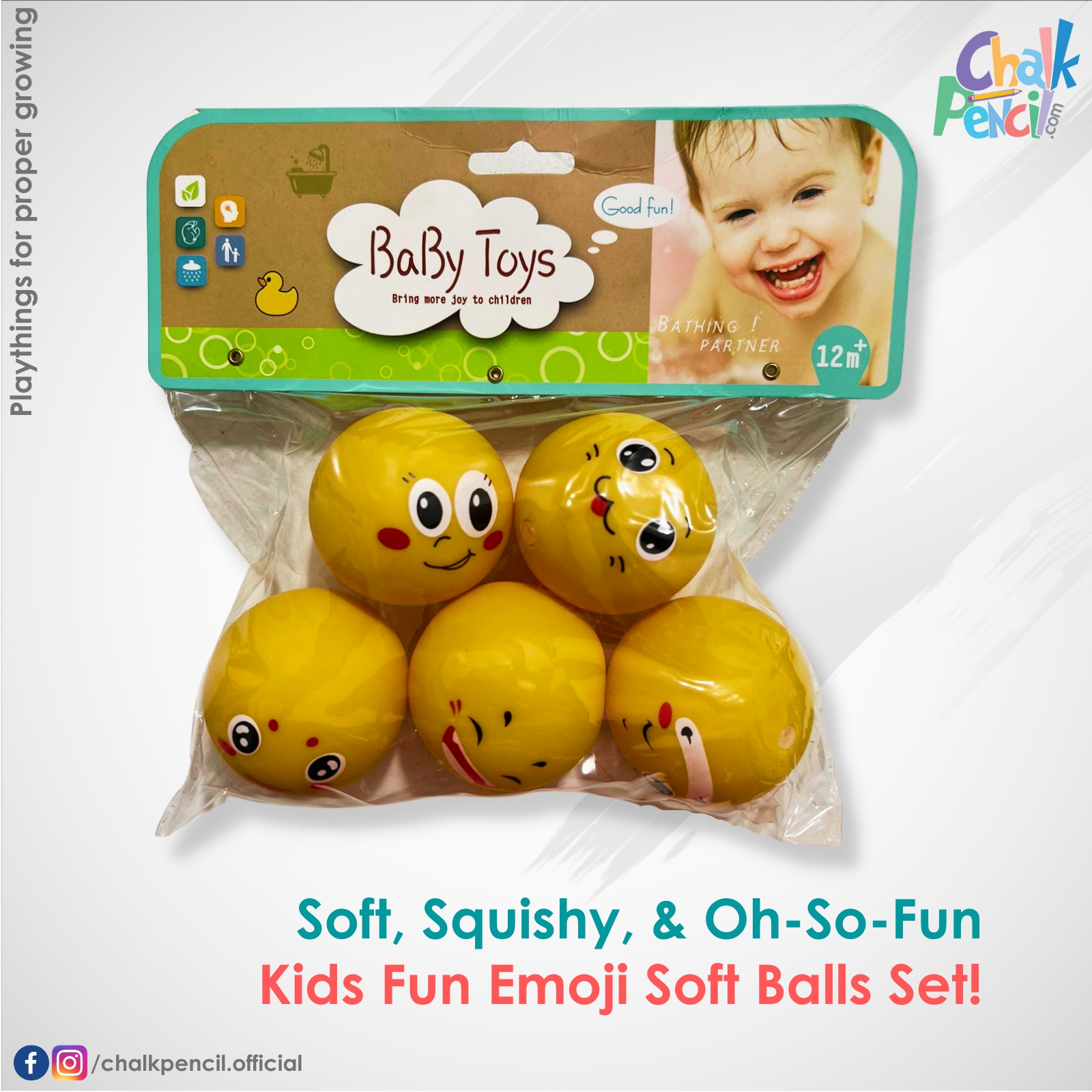 Kids Fun Emoji Soft Balls Set