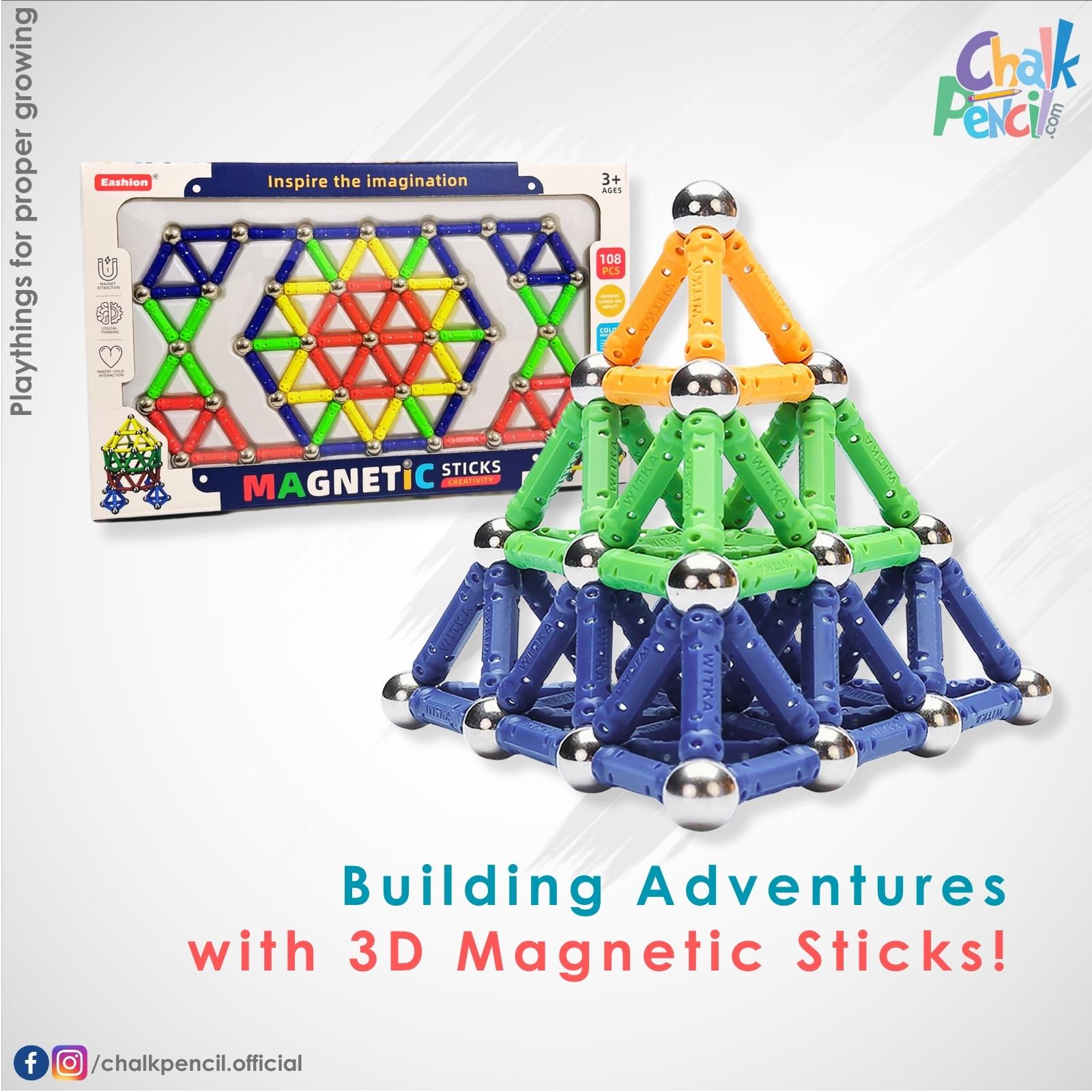 3D Magnetic Sticks 108 Pcs