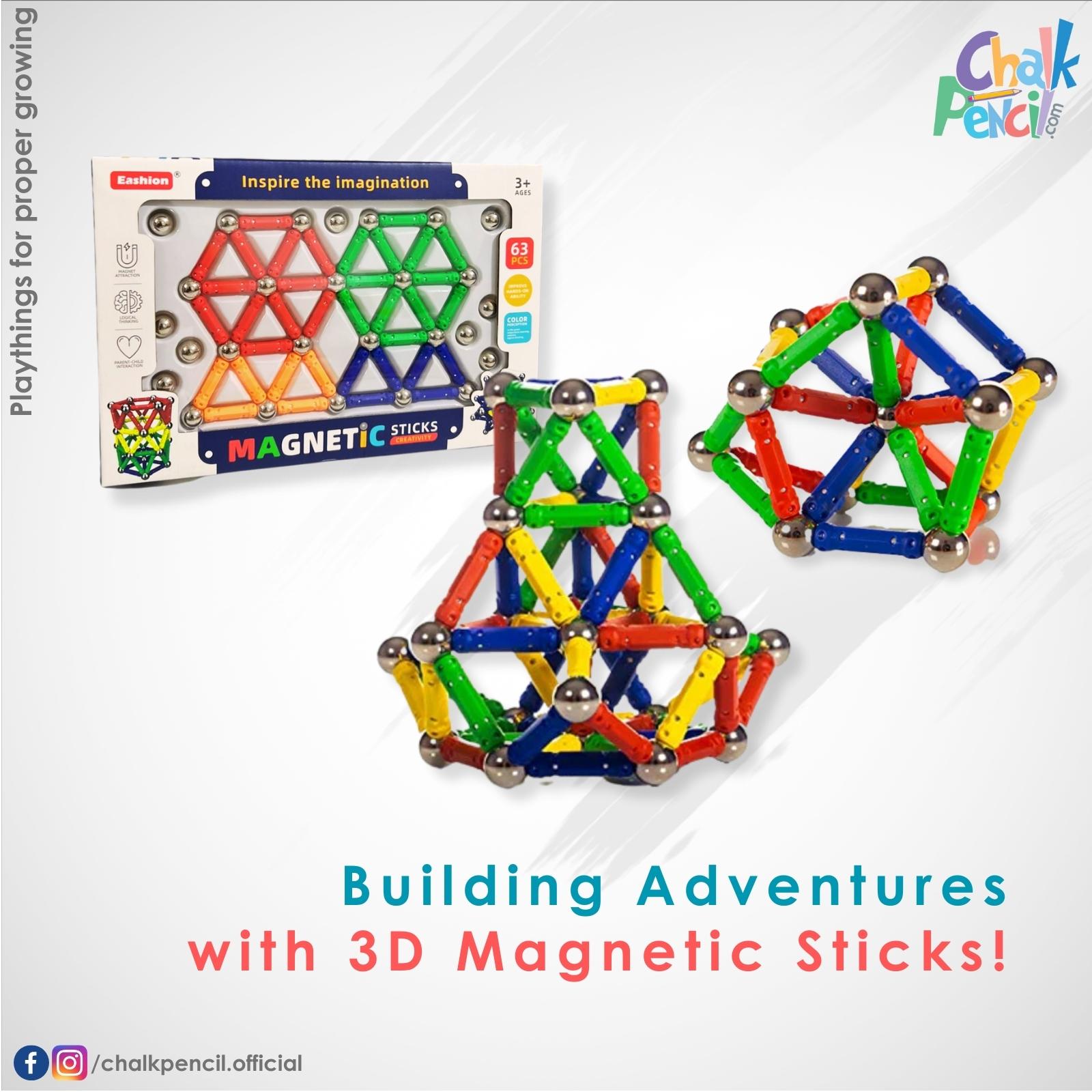 3D Magnetic Sticks 63 Pcs
